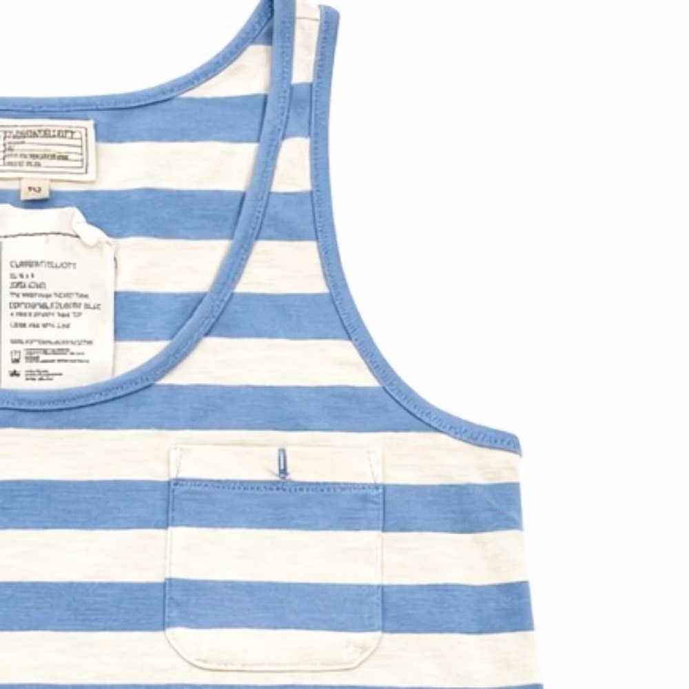 Current/Elliott The Freshman PKT Tank Size 2 Blue White Stripe Relaxed - Picture 3 of 7